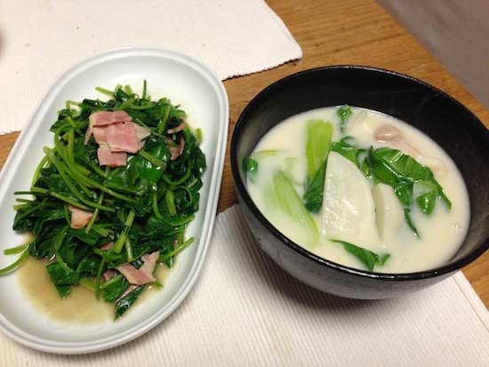 収穫野菜で料理