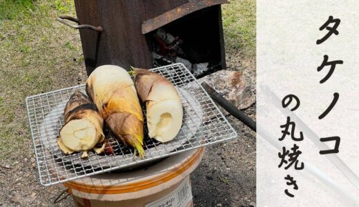 朝堀りタケノコをBBQで丸焼きにして食す