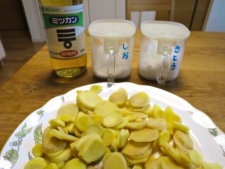 新生姜の甘酢漬けの材料
