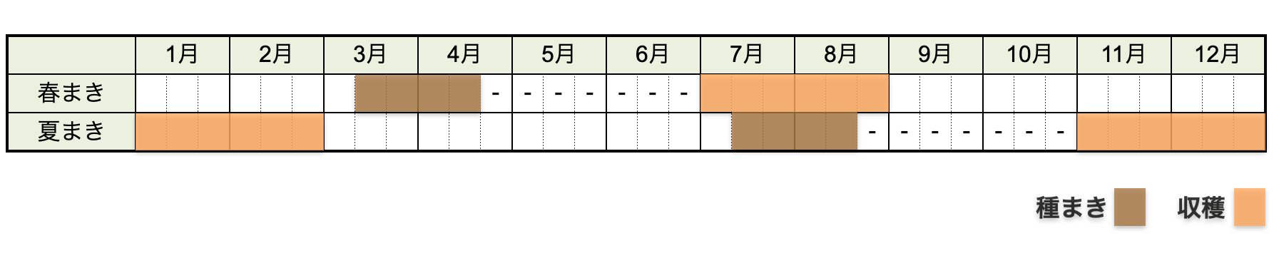 ニンジン（人参）の栽培時期・栽培カレンダー